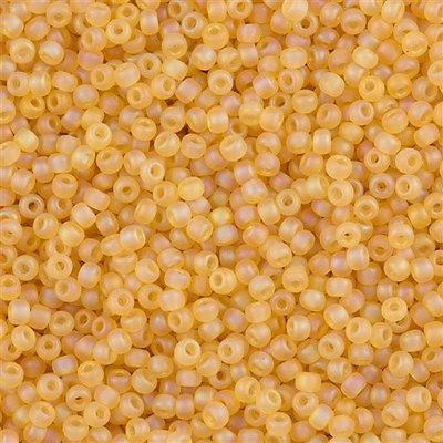 Miyuki Round Seed Bead 8/0 Transparent Matte Light Amber AB 22g Tube (132FR)