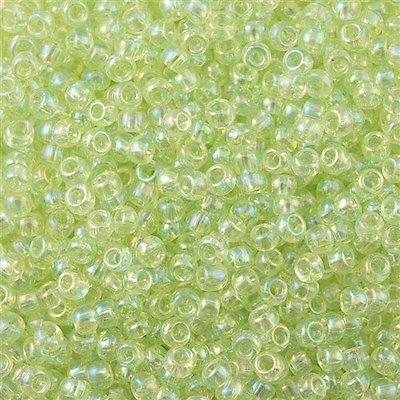 50g toho Round Seed Bead 8/0 Transparent Lime Mist AB (173)