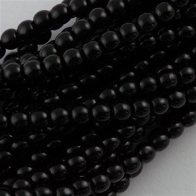 200 Czech 3mm Pressed Glass Round Beads Jet Black (23980)