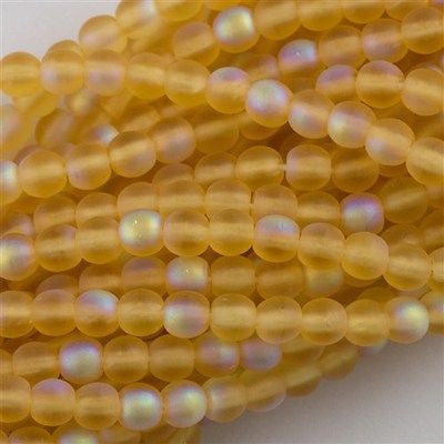 100 Czech 6mm Pressed Glass Round Beads Matte Medium Topaz AB (10060MX)