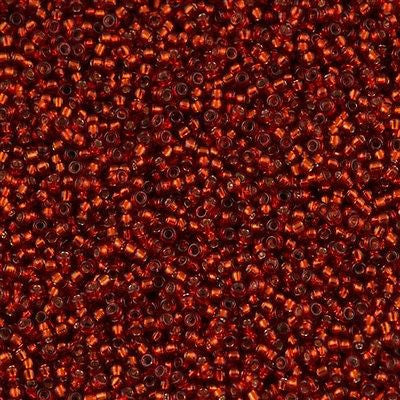 Miyuki Round Seed Bead 15/0 Dyed Silver Lined Dark Burnt Orange 2-inch Tube (1434)