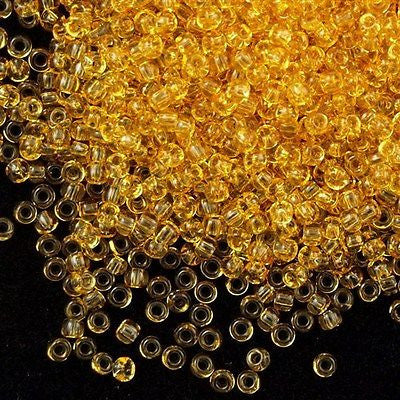 Toho Round Seed Bead 8/0 Transparent Amber 2.5-inch tube (2)