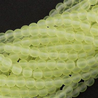 200 Czech 4mm Pressed Glass Round Beads Matte Jonquil (80130M)