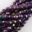 50 Czech Fire Polished 6mm Round Bead Purple Iris (21495)