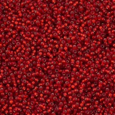 Miyuki Round Seed Bead 15/0 Dyed Semi Matte Silver Lined Red Orange 2-inch Tube (1639)