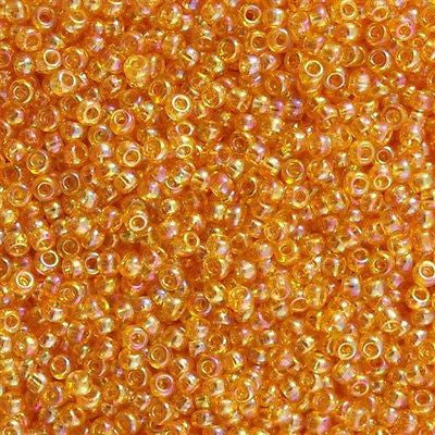 Toho Round Seed Bead 11/0 Transparent Amber AB 2.5-inch Tube (162B)