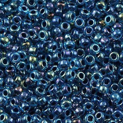 50g Miyuki Round Seed Bead 11/0 Navy Lined Aqua 11-347