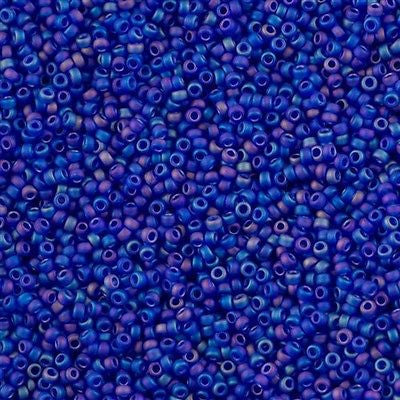 Miyuki Round Seed Bead 15/0 Transparent Matte Cobalt AB 2-inch Tube (151FR)