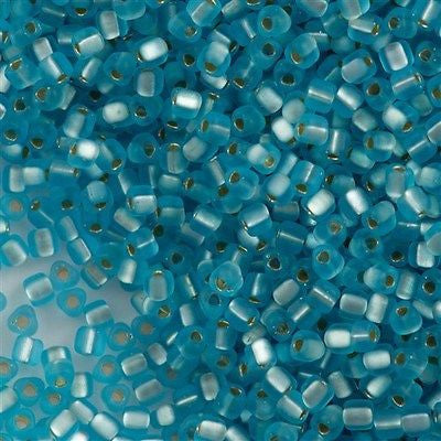 Miyuki Triangle Seed Bead 8/0 Matte Silver Lined Aqua 23g Tube (1803F)