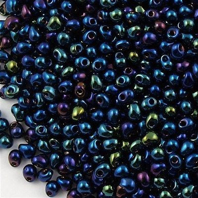 Miyuki Drop Fringe Seed Bead Midnight Blue AB 24g Tube (452)