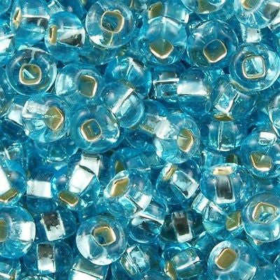 Czech Seed Bead 6/0 Silver Lined Light Aqua 1/2 Hank (67000)