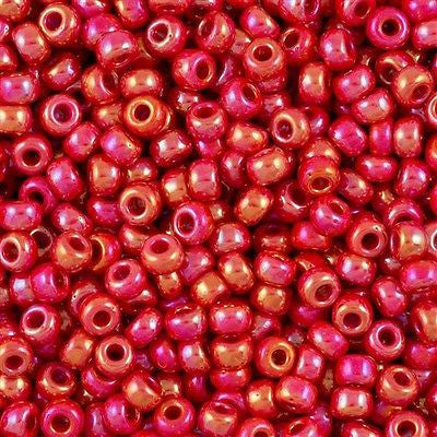 Miyuki Round Seed Bead 6/0 Opaque Red AB 20g Tube (408R)