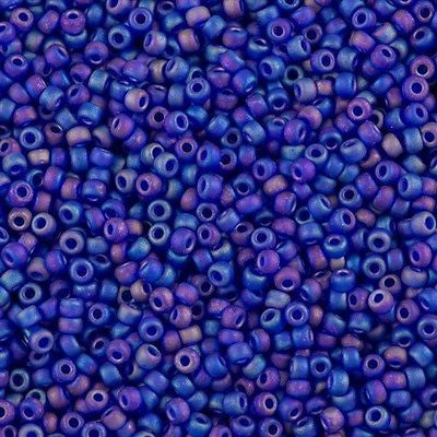 Miyuki Round Seed Bead 8/0 Transparent Matte Cobalt AB 22g Tube (151FR)