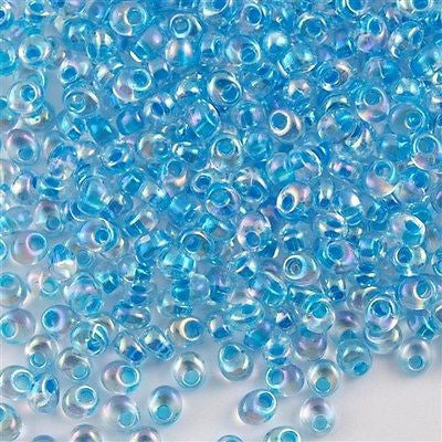 Miyuki 4mm Magatama Seed Bead Inside Color Lined Aqua AB 23g Tube (2149)