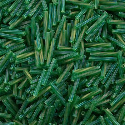 Miyuki 2x12mm Twisted Bugle Bead Matte Transparent Green AB 25g (146FR)