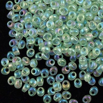 Miyuki 4mm Magatama Seed Bead Matte Pale Green AB 23g Tube (2134F)