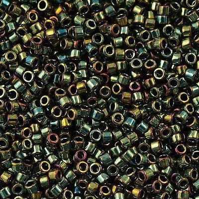 Miyuki Delica Seed Bead 11/0 Metallic Green AB 2-inch Tube DB24