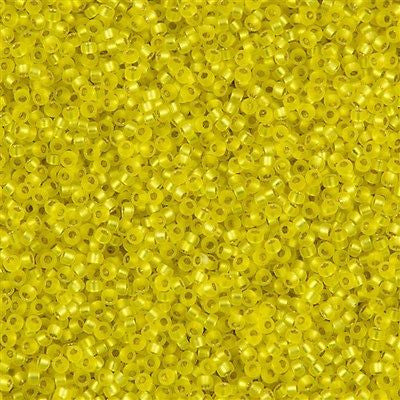 Miyuki Round Seed Bead 15/0 Matte Silver Lined Yellow 2-inch Tube (6F)