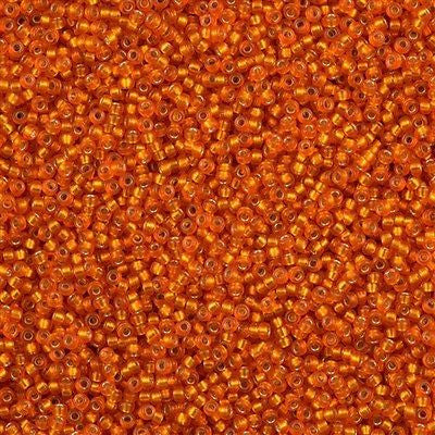 Miyuki Round Seed Bead 15/0 Semi-Matte Silver Lined Dyed Orange 2-inch Tube (1625)