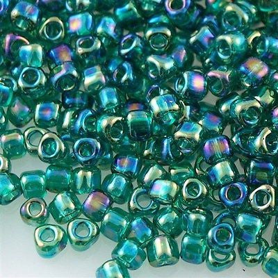 Miyuki Triangle Seed Bead 8/0 Transparent Medium Green AB 23g Tube (1159)