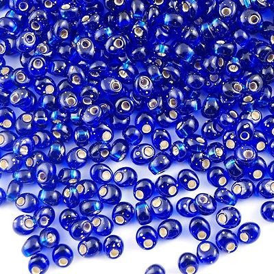 Miyuki 4mm Magatama Seed Bead Silver Lined Cobalt Blue 23g Tube (20)