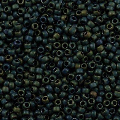 50g Toho Round Seed Bead 11/0 Matte Metallic Moss Iris (84F)