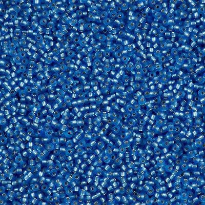 Miyuki Round Seed Bead 15/0 Matte Silver Lined Sapphire 2-inch Tube (19F)