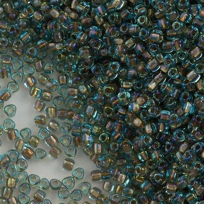 Miyuki Triangle Seed Bead 10/0 Light Blue Inside Color Lined Bronze 10g (1825)