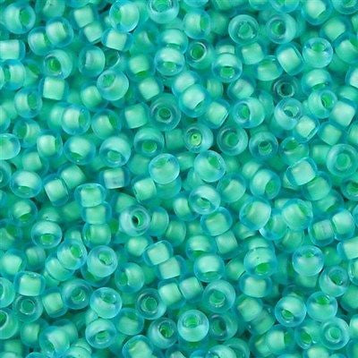 Miyuki Round Seed Bead 11/0 Semi Matte Lined Sea Foam Lined Aqua 22g Tube (1927)