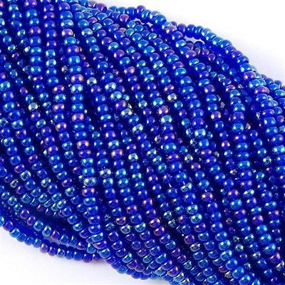 Czech Seed Bead 8/0 Transparent Dark Sapphire AB 50g 8-31100