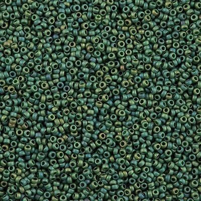 Miyuki Round Seed Bead 15/0 Opaque Matte Leaf Green 2-inch Tube (2031)