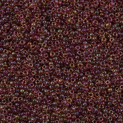 Miyuki Round Seed Bead 15/0 Dark Rose Lined Yellow 2-inch Tube (336)