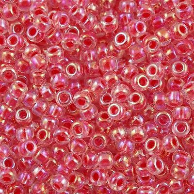 Miyuki Round Seed Bead 6/0 Inside Color Lined Dark Coral AB 20g Tube (276)