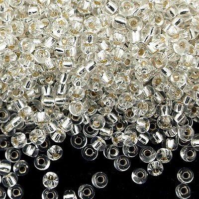 50g Miyuki Round Seed Bead 11/0 Silver Lined Crystal (1)