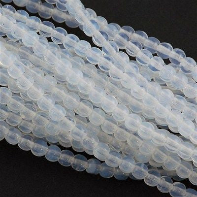 100 Czech 6mm Pressed Glass Round Beads Milky White (01000)