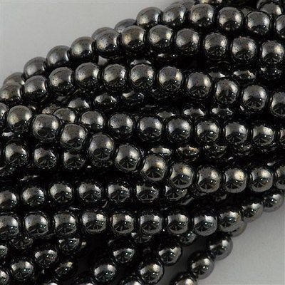 100 Czech 6mm Pressed Glass Round Beads Hematite (14400)