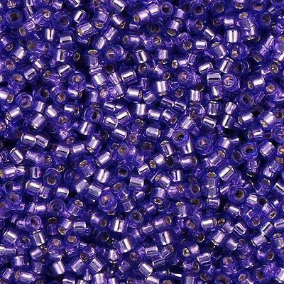 25g Miyuki Delica Seed Bead 11/0 Silver Lined Dyed Lilac DB1347