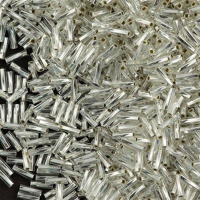 Miyuki 2x6mm Twisted Bugle Bead Silver Lined Crystal 25g (1)