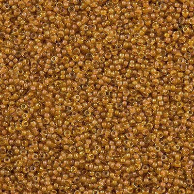 Miyuki Round Seed Bead 15/0 Goldenrod Lined Topaz AB 2-inch Tube (2238)