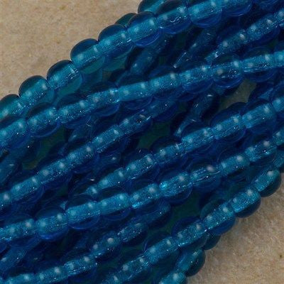 100 Czech 6mm Pressed Glass Round Capri Blue Beads (60080)