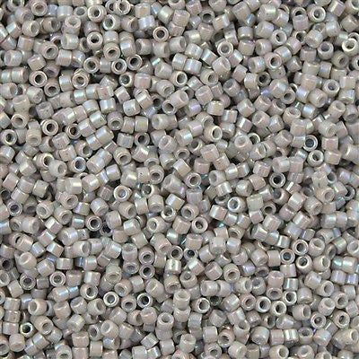 Miyuki Delica Seed Bead 11/0 Opaque Glazed Turtle Dove Grey AB 2-inch Tube DB1508