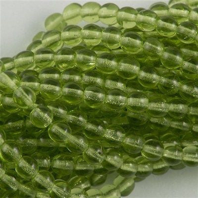 100 Czech 6mm Pressed Glass Round Beads Olivine (50230)