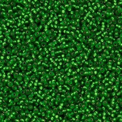 Miyuki Round Seed Bead 15/0 Matte Silver Lined Green 2-inch Tube (16F)