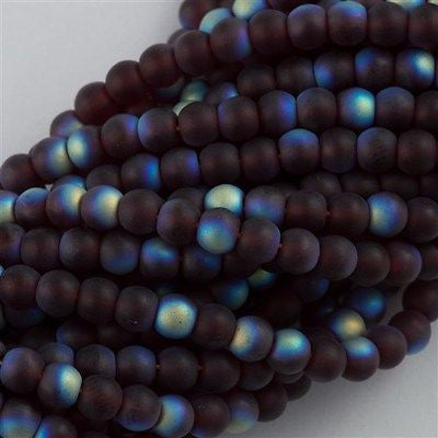 100 Czech 6mm Pressed Glass Round Beads Matte Ruby AB (90100MX)