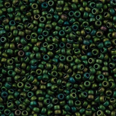 Miyuki Round Seed Bead 8/0 Matte Metallic Dark Green Iris 22g Tube (2066)