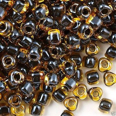 Miyuki Triangle Seed Bead 8/0 Black Lined Topaz 23g Tube (1840)