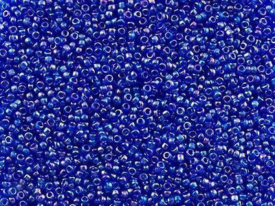 Toho Round Seed Bead 15/0 Transparent Periwinkle AB 2.5-inch Tube (87)