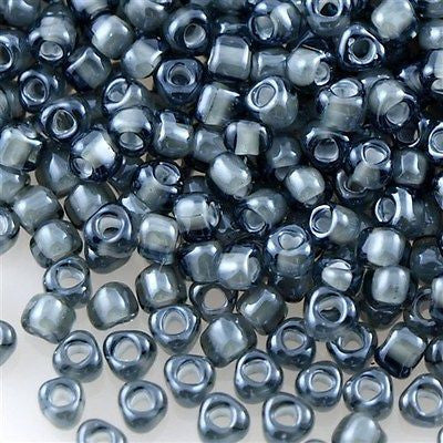 Miyuki Triangle Seed Bead 8/0 Black Inside Color Lined Grey 23g Tube (1841)