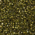 Toho Hex Seed Bead 11/0 Peridot Inside Color Lined Gold 7.2g Tube (991)