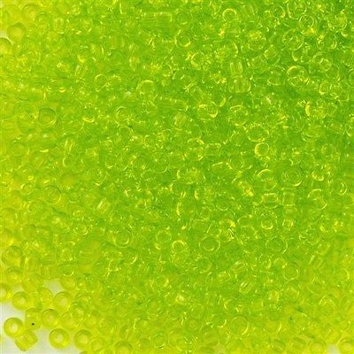 Toho Round Seed Bead 11/0 Transparent Lime 2.5-inch Tube (4)